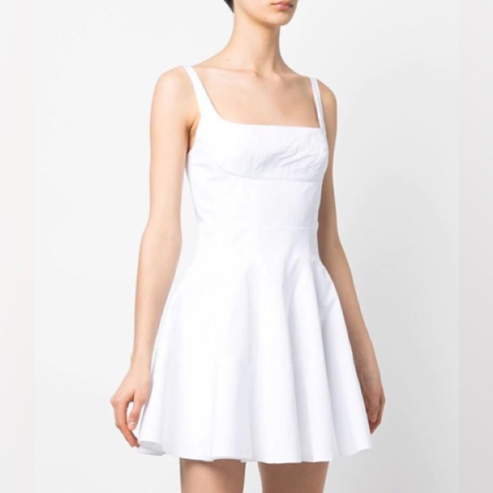 GIOVANNI BEDIN Godet Flared Cotton Mini Dress In White